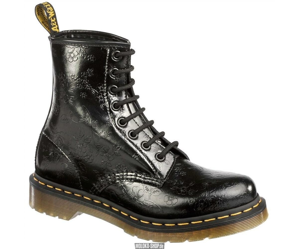 DR. MARTENS 1460 W BLACK QQ FLOWERS – Schuhe – Stiefel – scarpe – stivali