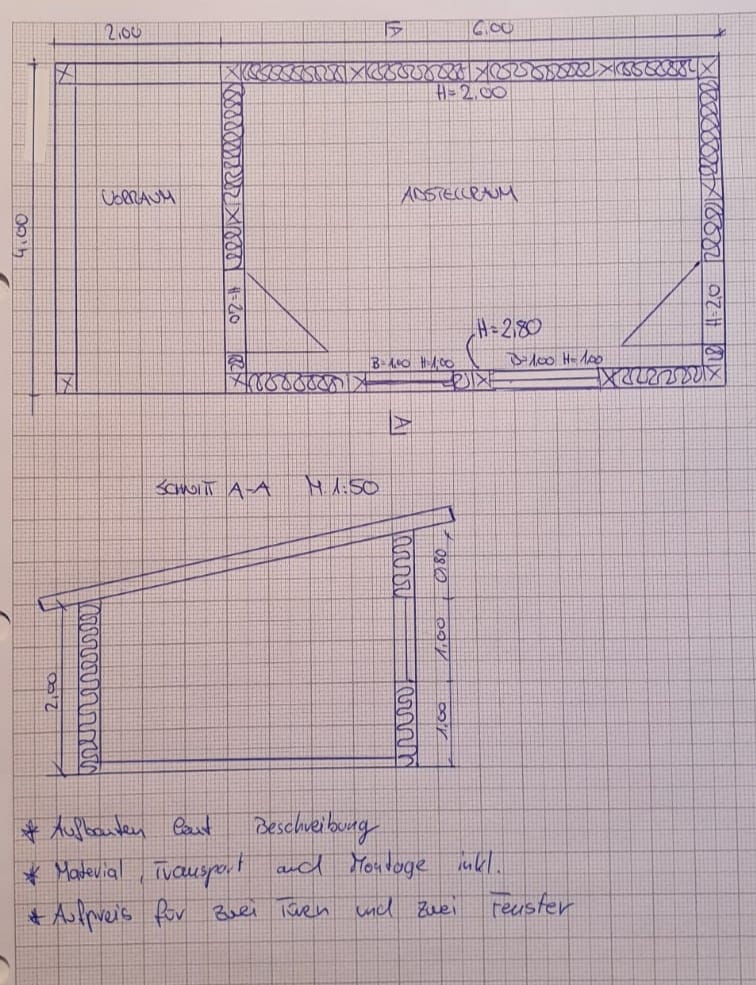 Holzhaus in Lärche 4x8m isoliert