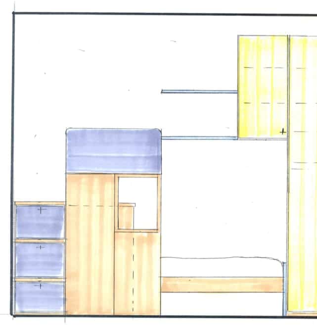 Kinderzimmer (Stockbett mit 2 Betten, 1 Sofa)