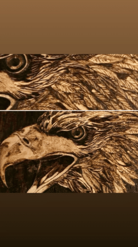 Adler auf Zirbe gebrannt