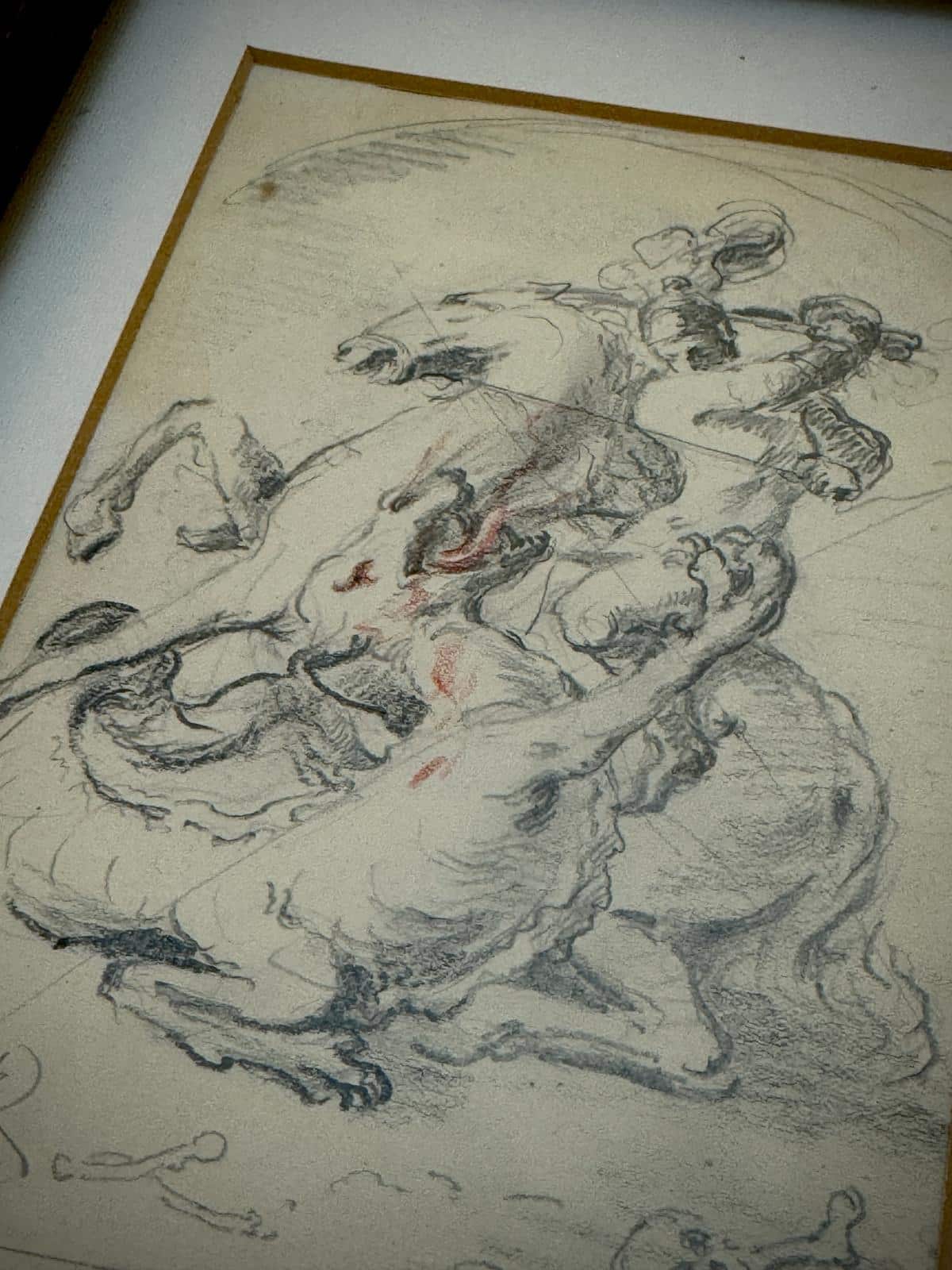 St. Georg, der Drachentöter, seltene Zeichnung von Thomas Riss.