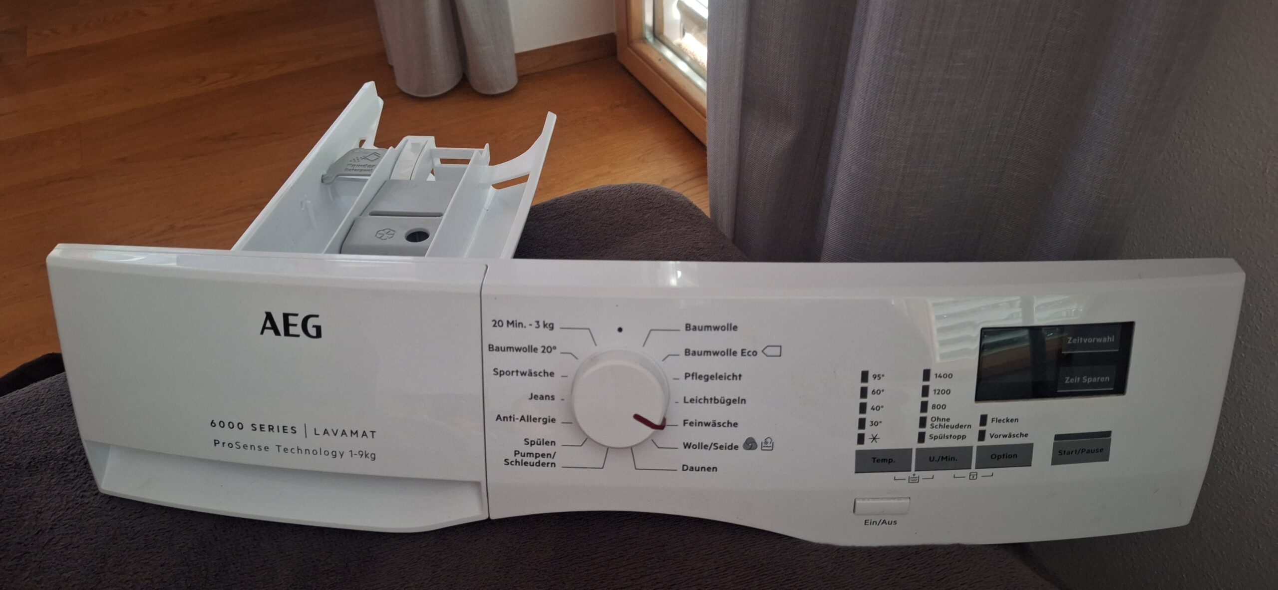 Bedienungsfeld Elektronik und Waschmittel dosierer für waschmaschine aeg 6000 serie LAVAMAT prosense technology 1-9 kg