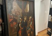 Seltenes großes barockes Altarbild mit originalem Rahmen