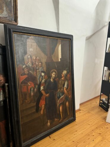Seltenes großes barockes Altarbild mit originalem Rahmen