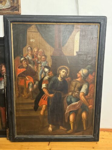 Seltenes großes barockes Altarbild mit originalem Rahmen