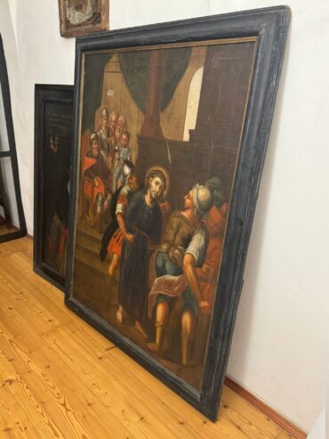 Seltenes großes barockes Altarbild mit originalem Rahmen