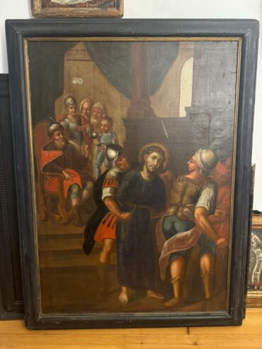 Seltenes großes barockes Altarbild mit originalem Rahmen