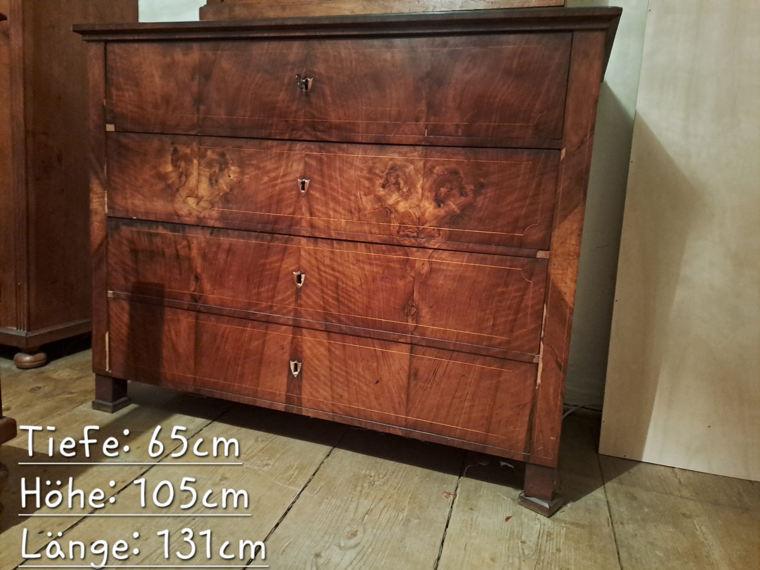 Antike Biedermeier Stil Kommode aus Hartholz zu verkaufen