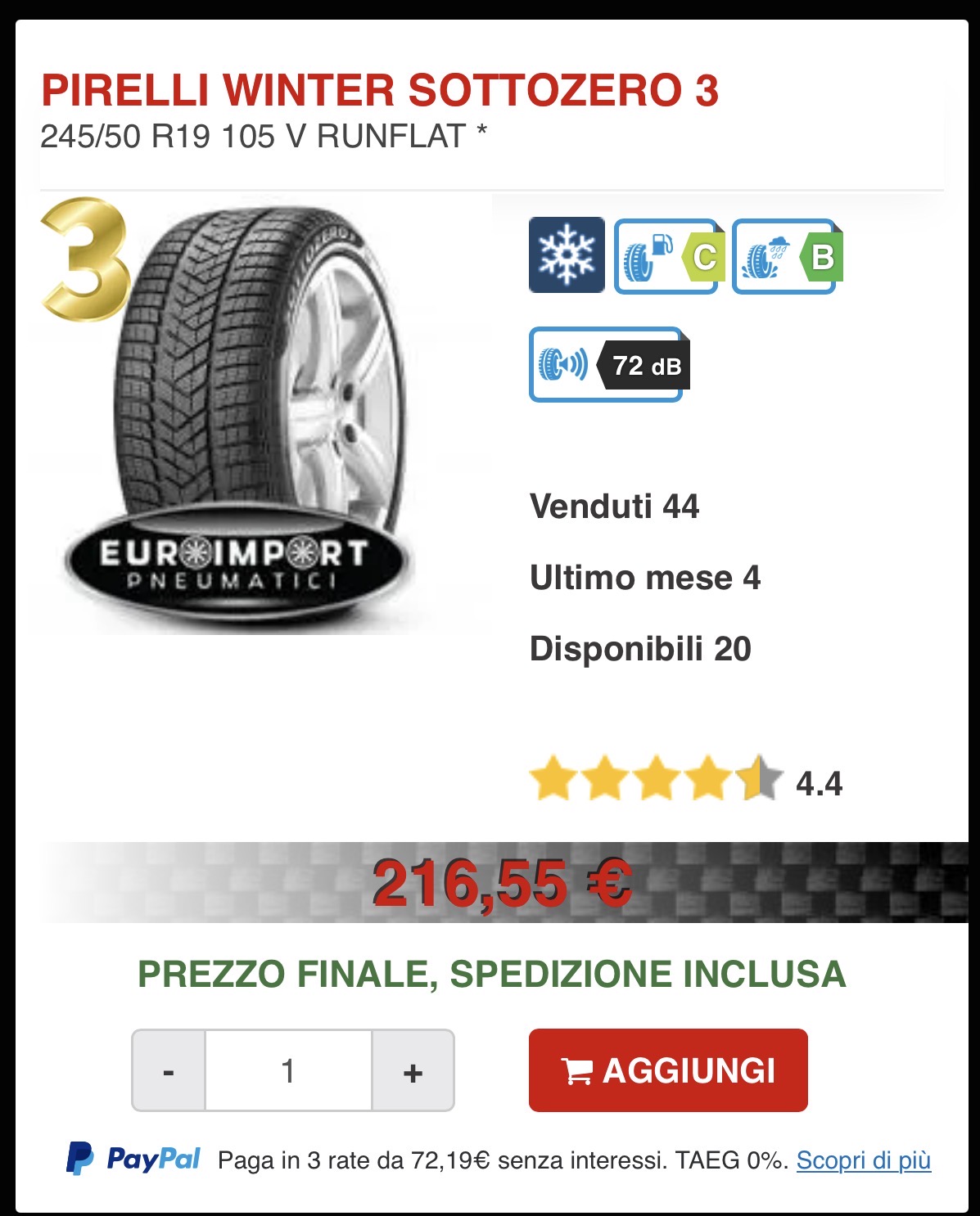 Winterreifen Pirelli 245/50/19 neu