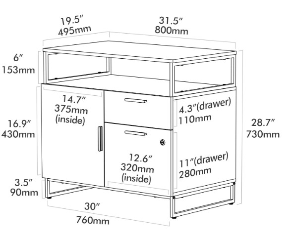 Höhenverstellbarer L-Shape Eckschreibtisch mit Aktenschrank – 500 € pro Stück (6 Stück verfügbar)