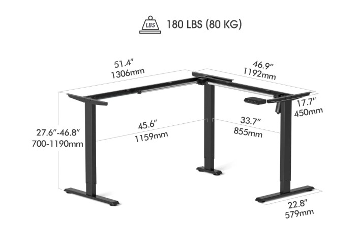Höhenverstellbarer L-Shape Eckschreibtisch mit Aktenschrank – 500 € pro Stück (6 Stück verfügbar)