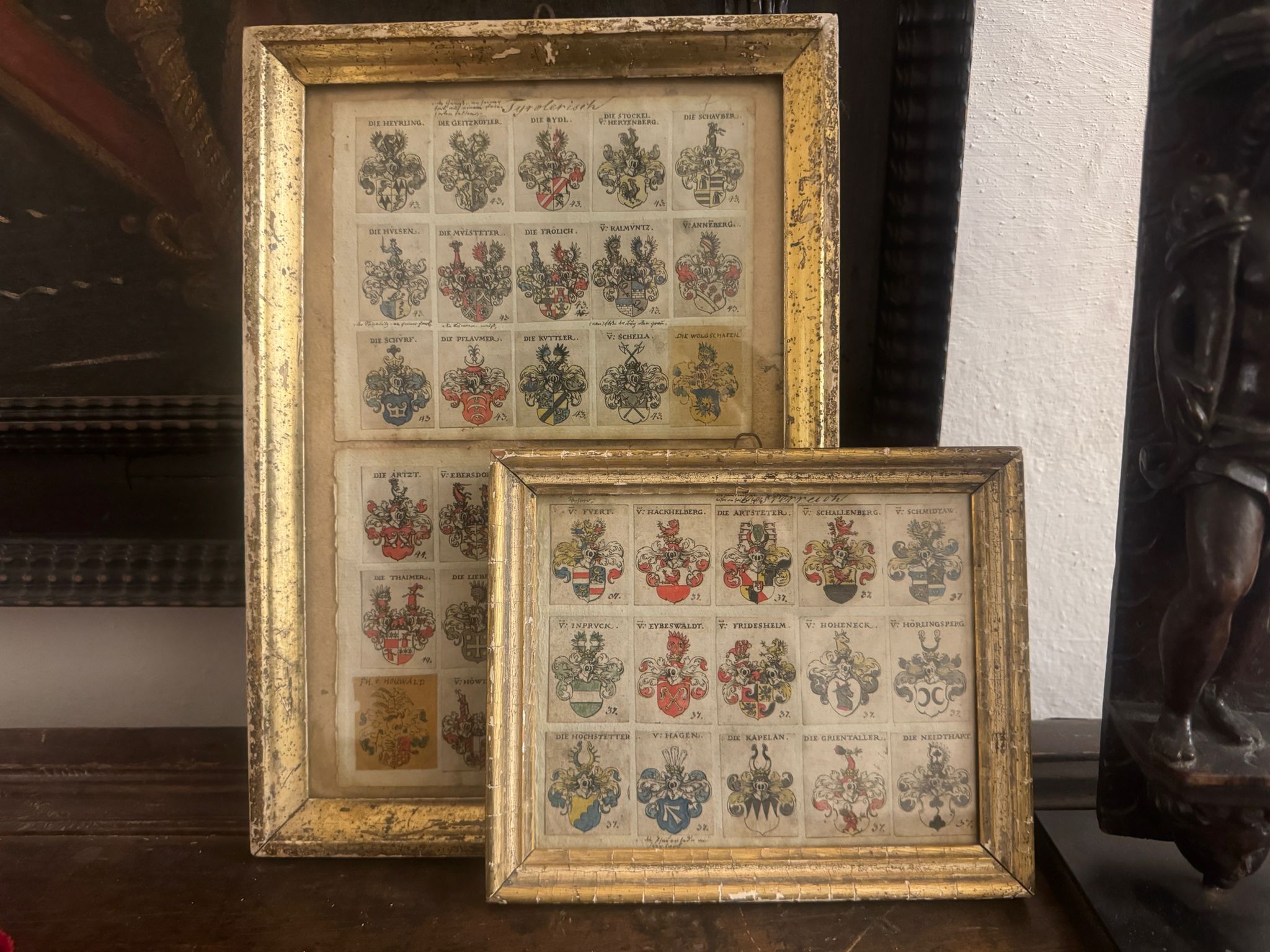 Alte Wappenstiche – Siebmacher – Tiroler Adel – historisch interessant – gerahmt