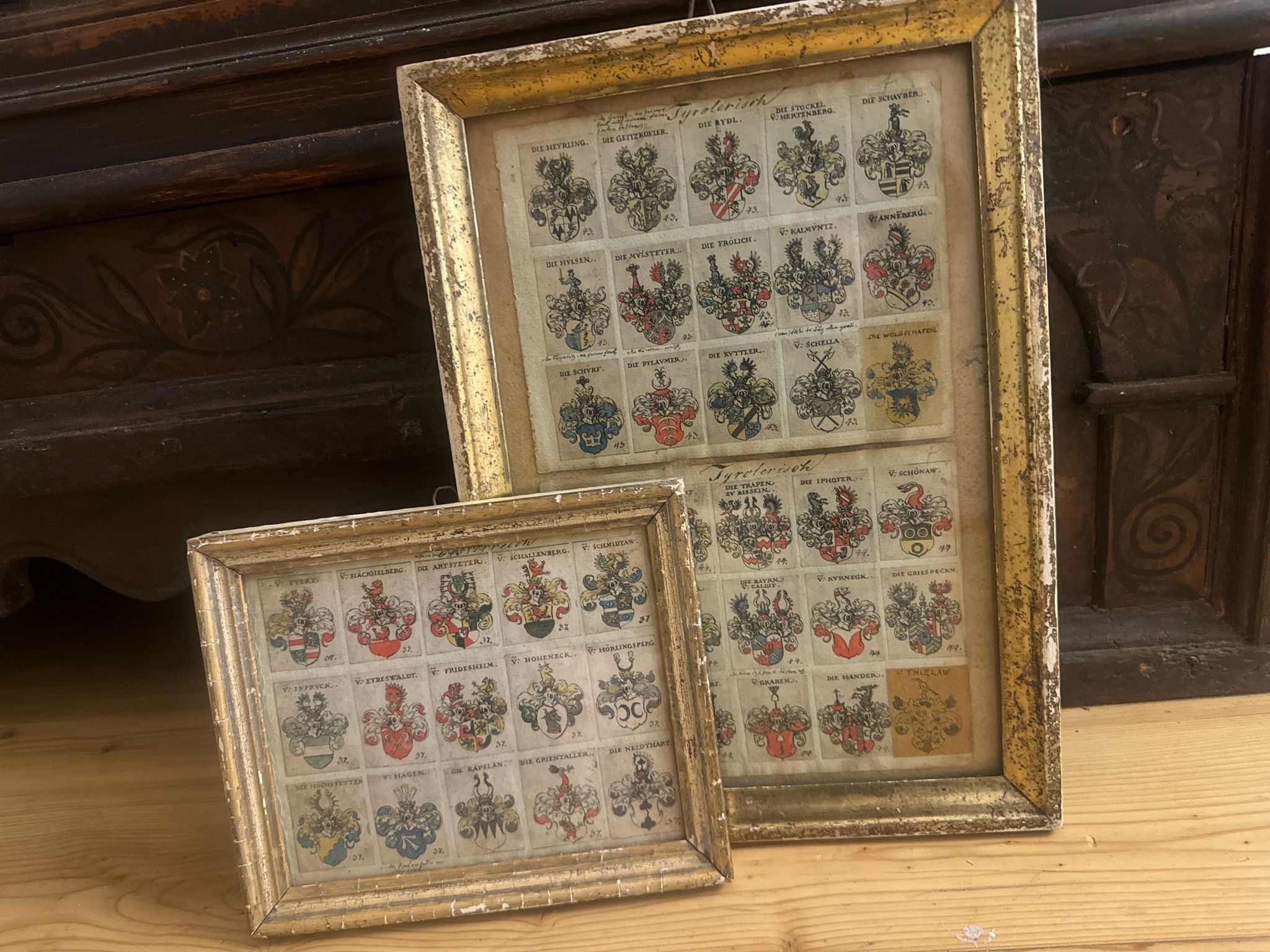 Alte Wappenstiche – Siebmacher – Tiroler Adel – historisch interessant – gerahmt