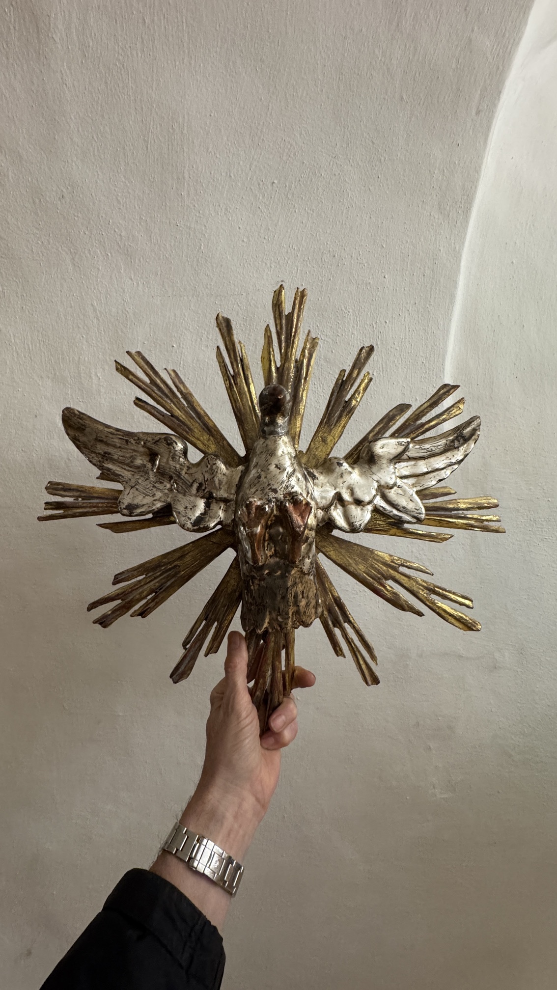Heilig-Geist-Taube / Strahlenkranz aus Holz – Tirol/Südtirol um 1800