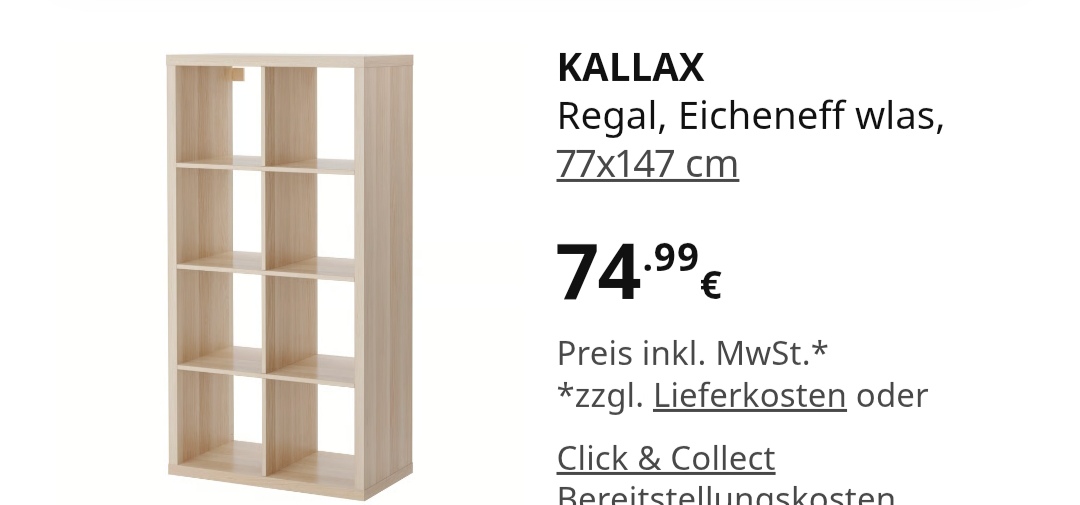 Kallax Regale verschiedene Größen in Buche
