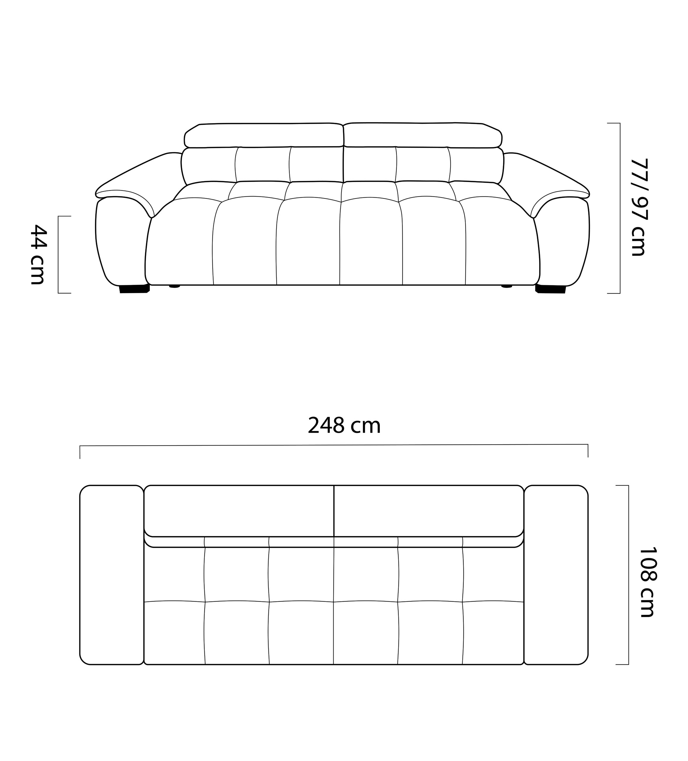 ALVIN 4-Sitzer Sofa 248 cm – elektrisch ausziehbar – sofort verfügbar