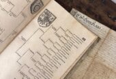 Hochwertiges Konvolut, großes antikes Wappenbuch, Pergament mit intakter Siegelkapsel und Wappen u.m.