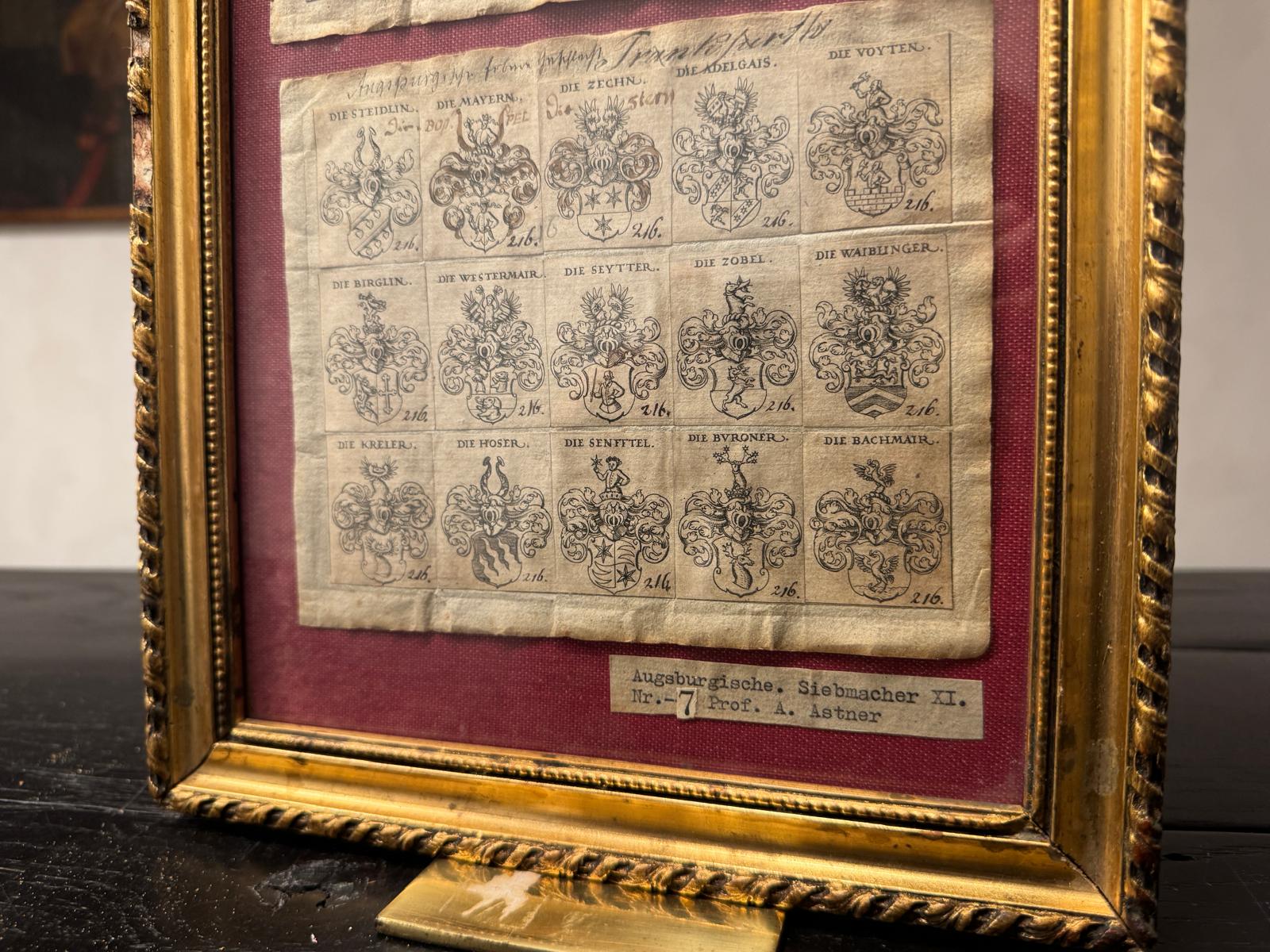 Hochwertiges Konvolut, großes antikes Wappenbuch, Pergament mit intakter Siegelkapsel und Wappen u.m.